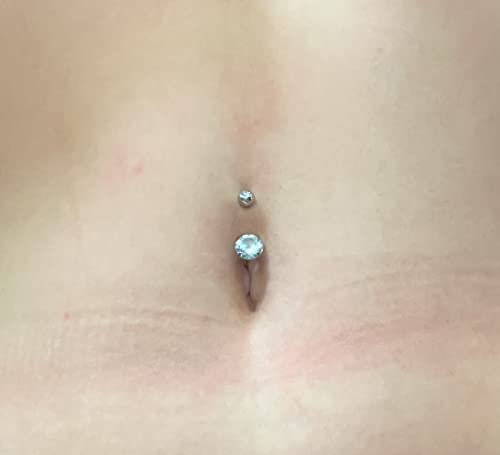 QWALIT Belly Button Rings 14G Surgical Steel Belly Rings CZ Opal Navel Piercing Jewelry for Women Girls 3/8" 10mm Silver Rose Gold - color: A11-8pcs black & silver