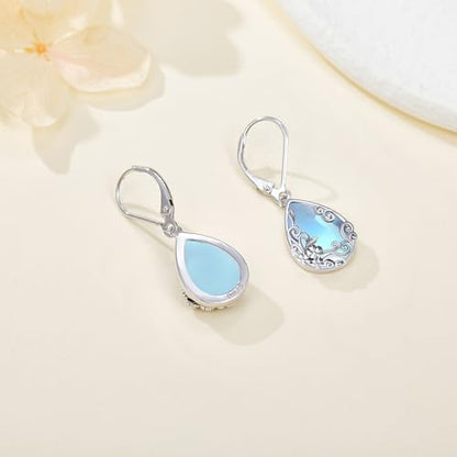 Black Onyx Earrings 925 Sterling Silver Black Onyx Dangle Drop Earrings Filigree Jewelry Gift for Women Girls - style: Moonstone Filigree