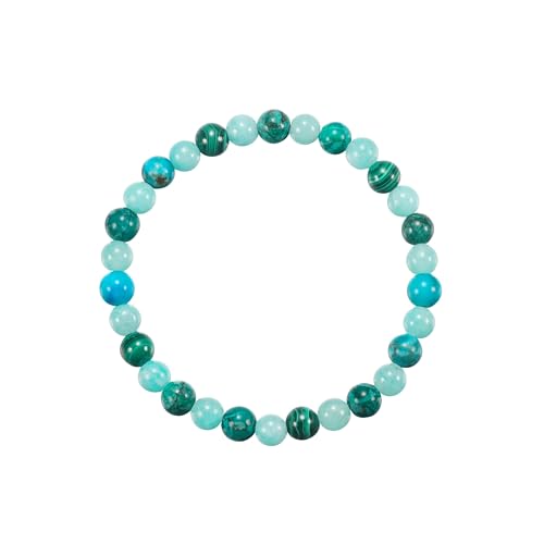 Natural Stone Beaded Bracelets for Women, 7 Chakra Healing Crystal Bracelet, 6mm/8mm Handmade Gemstone Stretch/Adjustable Bangle, Anxiety Relief Yoga Meditation Jewelry, Boho Amethyst Malachite Turquoise Bracelet Gift - color: Style 1