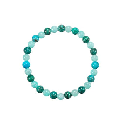 Natural Stone Beaded Bracelets for Women, 7 Chakra Healing Crystal Bracelet, 6mm/8mm Handmade Gemstone Stretch/Adjustable Bangle, Anxiety Relief Yoga Meditation Jewelry, Boho Amethyst Malachite Turquoise Bracelet Gift - color: Style 1