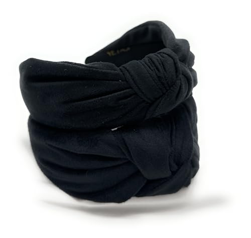 Chunky Black Velvet 2.5 Inches Thick Knotted Headband for Women Headbands Women Girls Trendy, Womens Headbands are Head band for Women's Hair, Cute Top Knot Fashion Designer - color: Chunky Black