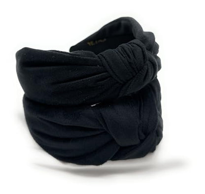 Chunky Black Velvet 2.5 Inches Thick Knotted Headband for Women Headbands Women Girls Trendy, Womens Headbands are Head band for Women's Hair, Cute Top Knot Fashion Designer - color: Chunky Black