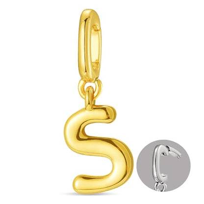 OVRUNS Initial Charm for Women Letter Bracelet Necklace Charms With Clasp | Alloy,nickel,safe for sensitive skin,Pendant with install clasp,fits bracelets with necklaces,great for gift - color: Gold, style: Letter S