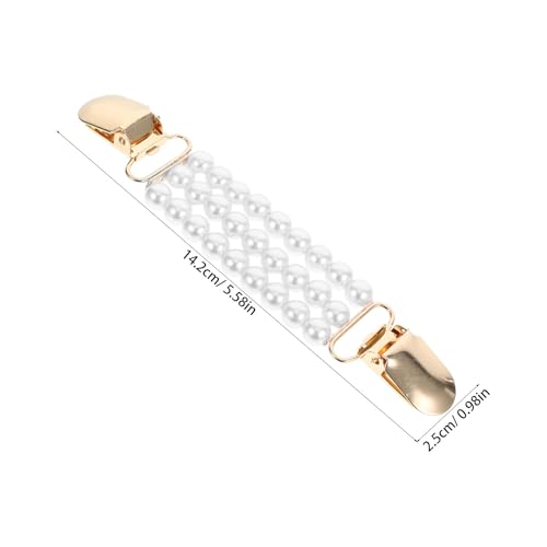 Generic Faux Pearl Sweater Clips with Chain for Women Shawls and Cardigans, Elegant Privacy Protection and Versatile Use, for Daily Wear and Parties, White Metal Design
