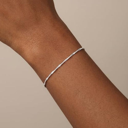 Mujahid 925 Sterling Silver Bracelet - Sterling Silver Chain Bracelet for Women Delicate Thin Chain Jewelry Gift for Women 6.5 to 8 Inches