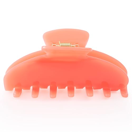 Hair Claw Clip for Thick Hair, Nonslip Large Orange Hair Clips 4in | Big Celluloid Butterfly Jaw Clips, Acetate Claw Clip Strong Hold for Women, Jumbo French Hairclip for Curly Hair - color: Orange Claw Clip