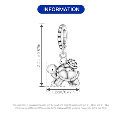 925 Sterling Silver Charms Bead for Bracelets Necklaces, Star Moon Crescent Sun Solar Pendent, Blue Ocean Starfish Shells Turtle Crab Starry Sea Cute Jewelry Birthday Gifts for Women Men - style: Mother and baby turtle charms