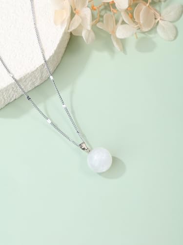 Jovivi Amethyst Obsidian Healing Crystals Ball Necklace for Women Men | 14mm Natural Stone Round Ball Bead Necklace Handmade Gemstone Pendant Protection Crystals Birthstone Jewelry - color: Clear Quartz