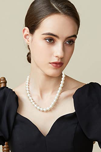 BABEYOND Round Imitation Pearl Necklace Wedding Pearl Necklace for Brides - color: White, size: 12mm