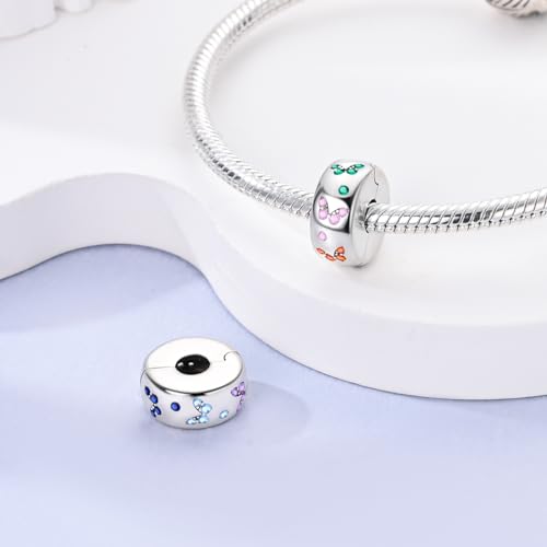 Pandach 925 sterling silver Clip Spacer Charm for Bracelet Clip Lock Stopper Bead Spacer European Openable Beads 2Pcs - style: 2-KJC898
