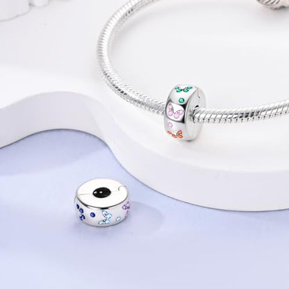 Pandach 925 sterling silver Clip Spacer Charm for Bracelet Clip Lock Stopper Bead Spacer European Openable Beads 2Pcs - style: 2-KJC898