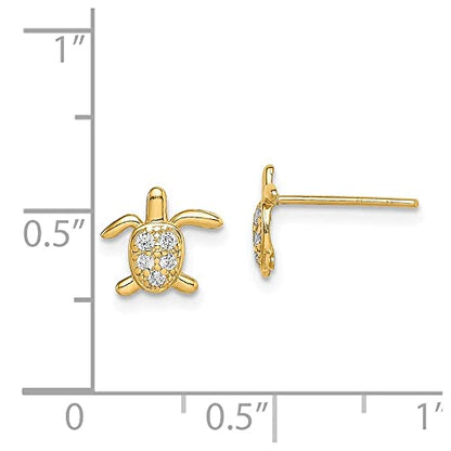 Diamond2Deal 14k Yellow Gold Cubic Zirconia Turtle Stud Earrings Len-0.3 In