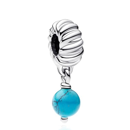 Charms Beads 925 Sterling Silver Animal Heart Flower Friend Dangle Pendant with 5A Cubic fits for Charms Bracelets for Woman Valentine's Day Mother's Day Christmas Graduation Birthday Gift - style: E06-Blue Round Stone