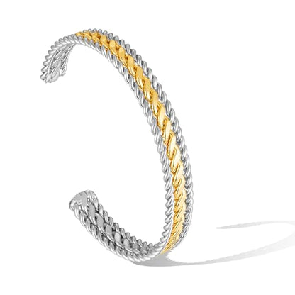 Gold and Silver Bracelets for Women Two Tone Braided Cuff Bangle Mixed Metal Statement Bracelet Fashion Jewelry