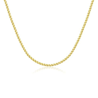 Eusense Stainless Steel Chain Necklace for Men Women Rolo/Wheat/Snake/Box Chain, 2-3MM, 20-24 Inches with Delicate Gift Box - color: 14K Gold-Plated, size: 22+2 Inches Length, style: Rolo Chain-3MM Width