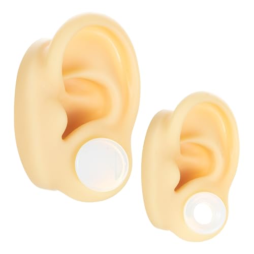 Opal Ear Gauges Set 4 Pcs Solid & Hollow Synthetic Stone Plugs | Icy blue opal stone, hypoallergenic for sensitive ears, double flare, sizes 00G to 1 inch, gift-ready black box with logo - size: Gauge=11/16"(18mm)