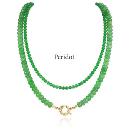 CASDAN 2Pcs Natural Gemstone Beaded Choker Necklaces for Women | Boho Colorful Beads Choker,Natural Stone Surfer Beach Necklaces,Handmade Summer Jewelry,Charm Trendy Necklaces - color: fruit green