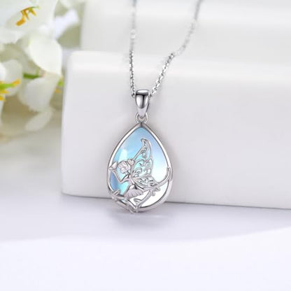 Fairy Gift Necklace/Earrings for Women 925 Sterling Silver Angel Elf Jewelry Gifts for Daughter - color: Necklace-B