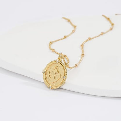 MTMY Gold Starfish Necklace 14K Gold Plated Shell Conch Ocean Pendant Necklace for Women Beach Summer Jewelry - style: anchor