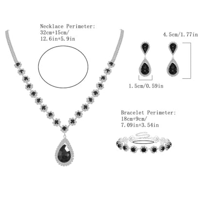 Silver Plated Necklace Earrings Bracelet Crystal Bridal Wedding Jewelry Sets for Wedding princess birthday party Halloween Prom Pageant Jewelry - color: 1-black