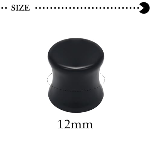 6G-30mm Solid Acrylic Black Gauges for Ear lightweight Tunnels Double Flared Saddle Ear Plugs Tunnels Earrings for Women Men - color: 12mm = 1/2 inch