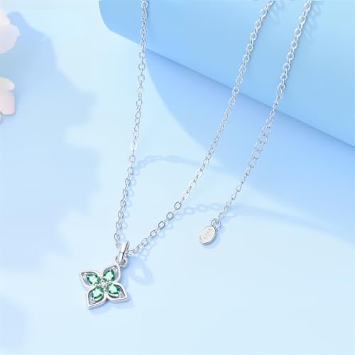 925 Sterling Silver Dainty Necklaces for Women Pendant Jewelry Gift for Her | Hypoallergenic Ocean Animal Love Cherry Blossom Jewelry, Ideal Valentine Birthday Christmas Graduation Gift for Wife Mom - color: Four Leaf Clover