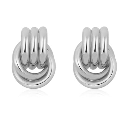 SHERLOVE Chunky Knot Gold Earrings Women Statement Drop Dangle Earrings | 14K Gold Plated Hypoallergenic Lightweight,Trendy Dainty Elegant Cute,Women Gold Jewelry Fashion Accessories Gifts - color: Knot Double Silver C