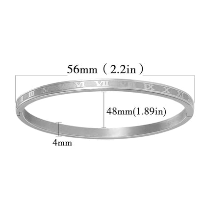 4/6/8mm Numeral Bangle Stainless Steel Engraved Unisex Bracelet Inspirational Gifts for Her - color: Silver, size: 4mm