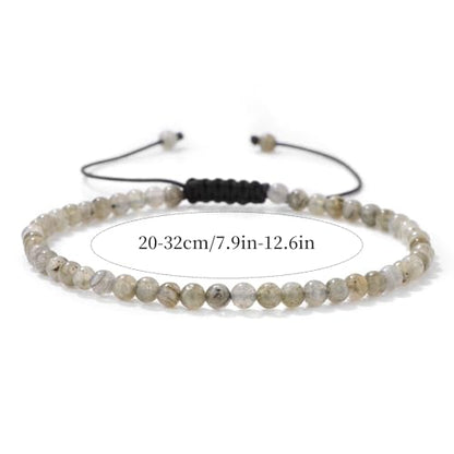 Lit Wall Crystal Anklets for Women Handmade Beach Boho Ankle Bracelet 4mm Adjustable Beaded Ankle Bracelet Waterproof Natural Stone Anklet Plus Size Anklets Gemstone Anklet Jewelry Gift for Her - style: Labradorite