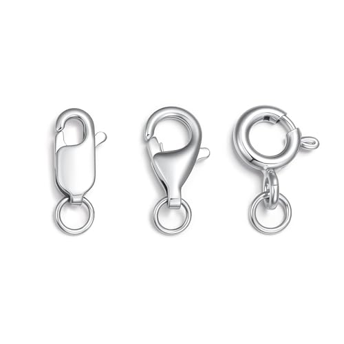 925 Sterling Silver Lobster Clasp for DIY Necklace Bracelet Jewelry Making, Double Spring Clasp with Closed Jump Rings, Necklace Extender Clasp Connector Bracelet Extension (Style 10) - style: Style 10