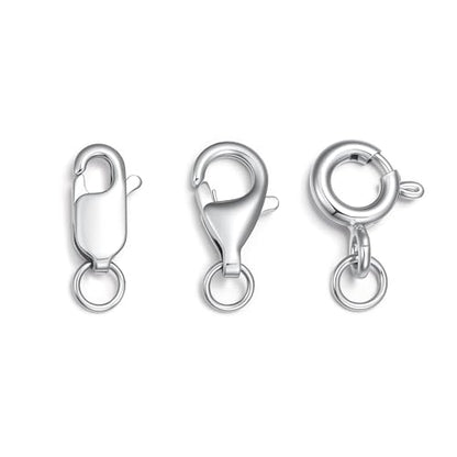 925 Sterling Silver Lobster Clasp for DIY Necklace Bracelet Jewelry Making, Double Spring Clasp with Closed Jump Rings, Necklace Extender Clasp Connector Bracelet Extension (Style 10) - style: Style 10