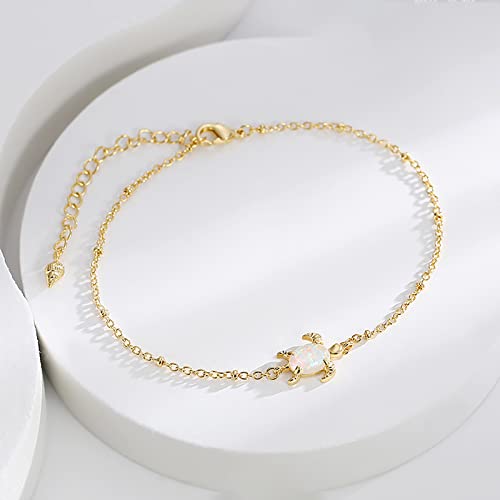 Lit Wall Gold Anklets for Women 18K Gold Plated Adjustable Summer Simple Foot Jewelry Ankle Bracelet for Women - style: Turtle