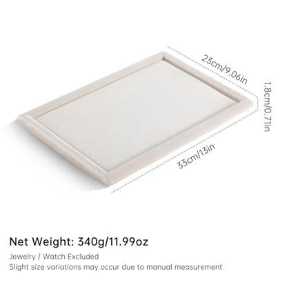 Velvet Jewelry Display Tray for Ring Earrings Necklace Bracelet Flat Tray - color: Beige, size: 12.99 × 9.06 in