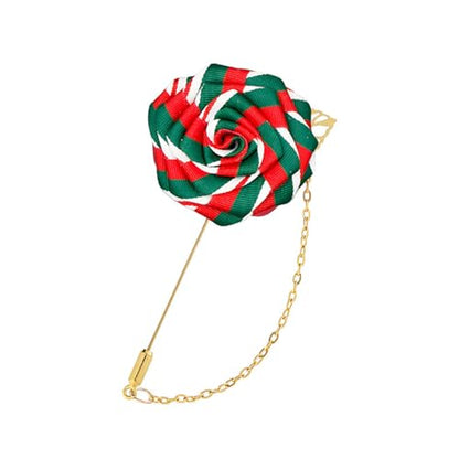 WCRAZYE Men Cloth Rose Flower with Gold Leaf Brooches Men's Satin Lapel Pins with Metal Chain Red Blue Rose Floral Lapel Stick Handmade Boutonniere Pins for Suit Wedding Brooch Career Suit Tuxedo of Shirts Tie Hat Scarf for Birthday Wedding Gift - color: