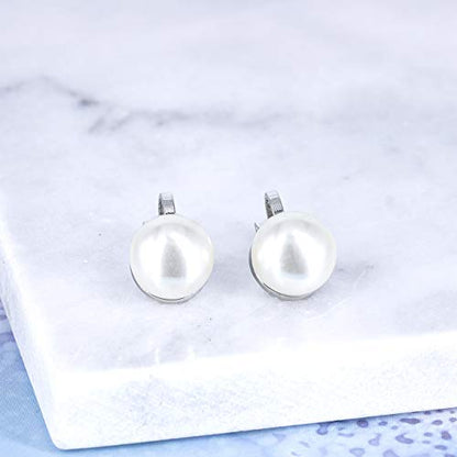 YOQUCOL Simulated Freshwater Pearl Clip On Earrings Not Pierced Elegant Stud Jewelry For Women - color: 10MM-White