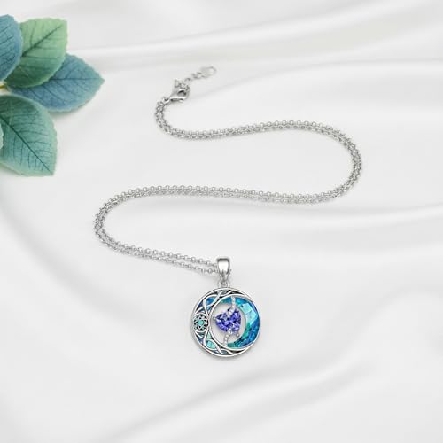 ONEFINITY Moon Star Necklace 18K White Gold Plated Celtic Moon Birthstone Pendant Necklaces Heart Birthstone Anniversary Birthday Jewelry Gifts for Women Wife Mom - style: December