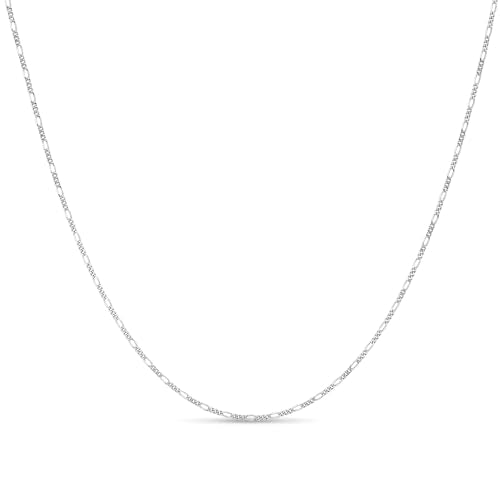 KEZEF Sterling Silver 1.5mm Figaro Chain Necklace - 18 Inch (Popular Women's Length) Italian Jewelry for Men & Women - Diamond Cut Solid Sterling Silver Necklace