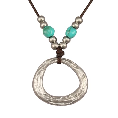 Boho Necklaces for Women Chunky Circle Necklace Bohemian Necklaces | Chunky Boho Necklace for Women Layered Boho Circle Leather Choker Necklace Long Vintage Necklaces Bohemian Jewlery Gifts - style: Bohemian Chunky Necklace