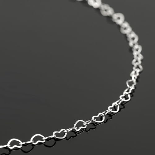 UMAOKANG 16.4 Feet Heart Chain for Jewelry Making Stainless Steel Heart Link Chains Bulk with Jump Rings and Lobster Clasps - color: Steel Heart