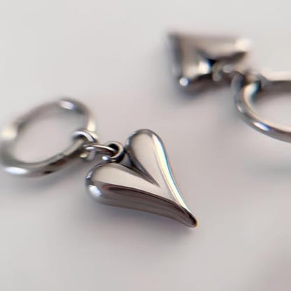 Charm Heart Huggie Hoop Earrings for Women,Lightweight 14K Gold Plated Love Heart Drop Dangle Earrings Minimalist Jewelry - color: Silver heart hoop earrings