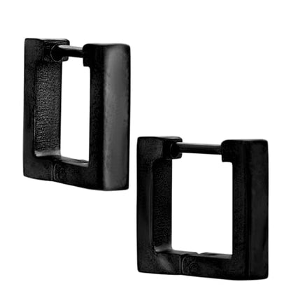 316L Stainless Steel Square Shaped Huggie Hoop Earrings, Sold as a Pair - style: Black