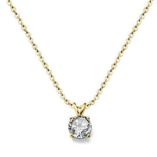 Jude Jewelers Stainless Steel Classical Simple Plain Solitaire Style Collar Charm Necklace - color: Gold
