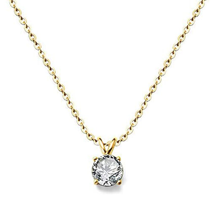 Jude Jewelers Stainless Steel Classical Simple Plain Solitaire Style Collar Charm Necklace - color: Gold