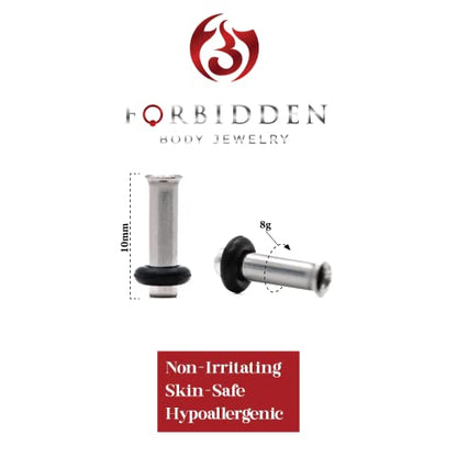 Forbidden Body Jewelry 12G-1 Inch Surgical Steel Single Flared Tunnel Plugs Plus O-Ring, Choose Pcs/Gauge - style: 2pcs: 3mm (8GA)