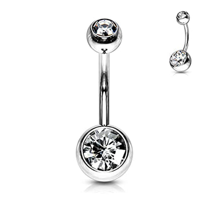 FIFTH CUE 14GA Surgical Steel & Synthetic Opal Resin Belly Button Ring, 3/8" Length, 5mm x 8mm Ball - Classic Look, Highly Rate Belly Rings for Women, Super High Quality - style: Titanium 4pcs Clear, Pink, Aqua, Tanzanite