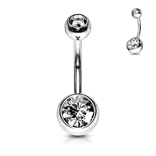 14GA Surgical Steel & Synthetic Opal Resin Belly Button Rings for Women | 3/8" Length, 5mm x 8mm Ball, Classic Look, Super High Quality - style: Titanium 4pcs Clear, Pink, Aqua, Tanzanite