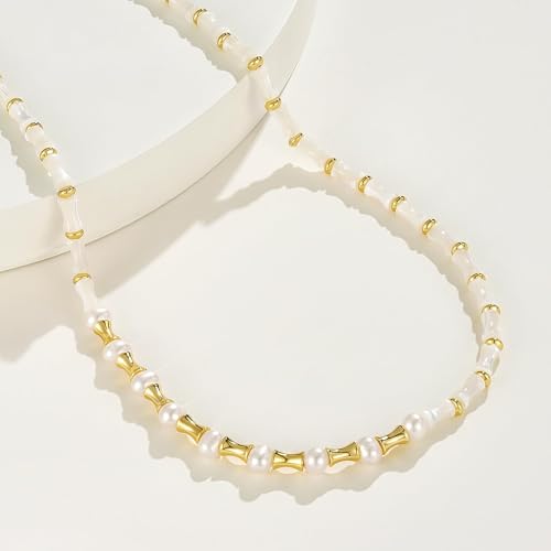 KissYan Beaded Choker Necklace for Women, Colorful Natural Gemstones Pearl Choker 14K Gold Plated Pendant Healing Crystal Necklace Handmade Stone Jewelry Gift | 14K Gold Plated Pendant Necklaces, Natural Gemstones Pearl Choker, Healing Crystal Chain, Hand