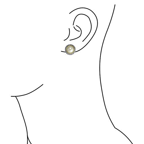 Bali Style Button Style Faux White Pearl, Black, Turquoise Clip On Earrings - color: White