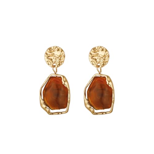 Dr's gift Chunky Leopard Print Earrings for Women 14K Gold Plated Statement Huggie Hoop Earrings Brown Acrylic Tortoise Resin Cheetah Trendy Jewelry - color: Brown 1