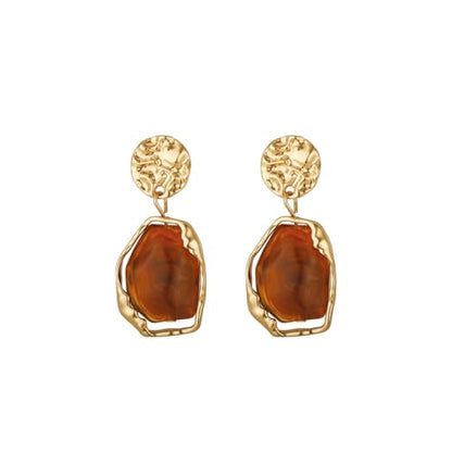 Dr's gift Chunky Leopard Print Earrings for Women 14K Gold Plated Statement Huggie Hoop Earrings Brown Acrylic Tortoise Resin Cheetah Trendy Jewelry - color: Brown 1